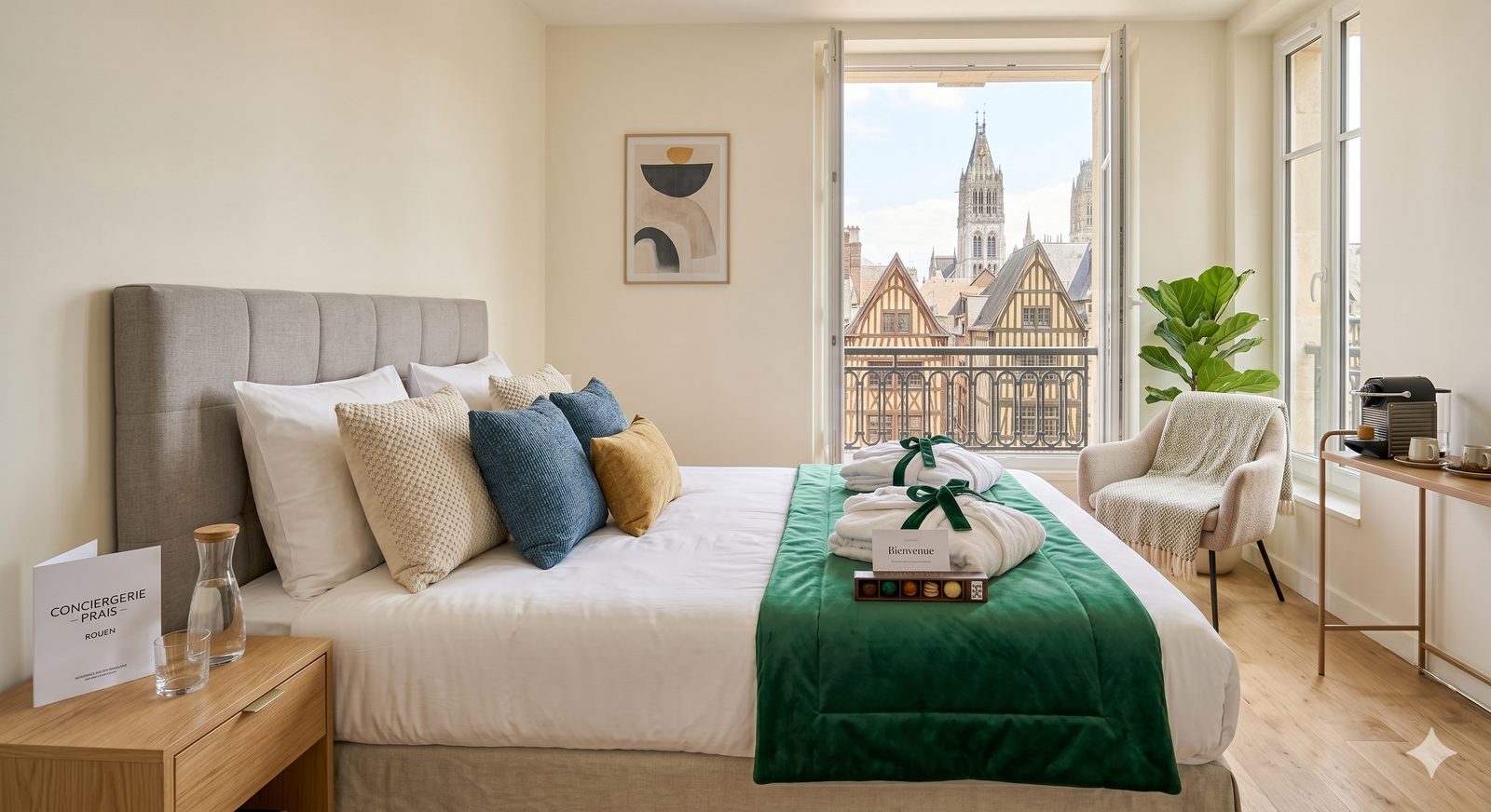 Suite premium avec vue cathédrale Rouen - Location Booking conciergerie Normandie